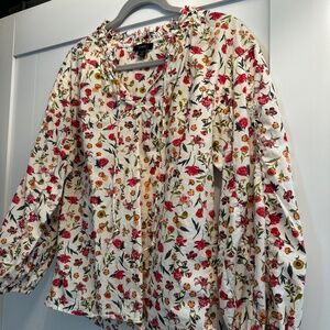 J. Crew Scalloped Tie Front Vintage Floral Blouse size Small